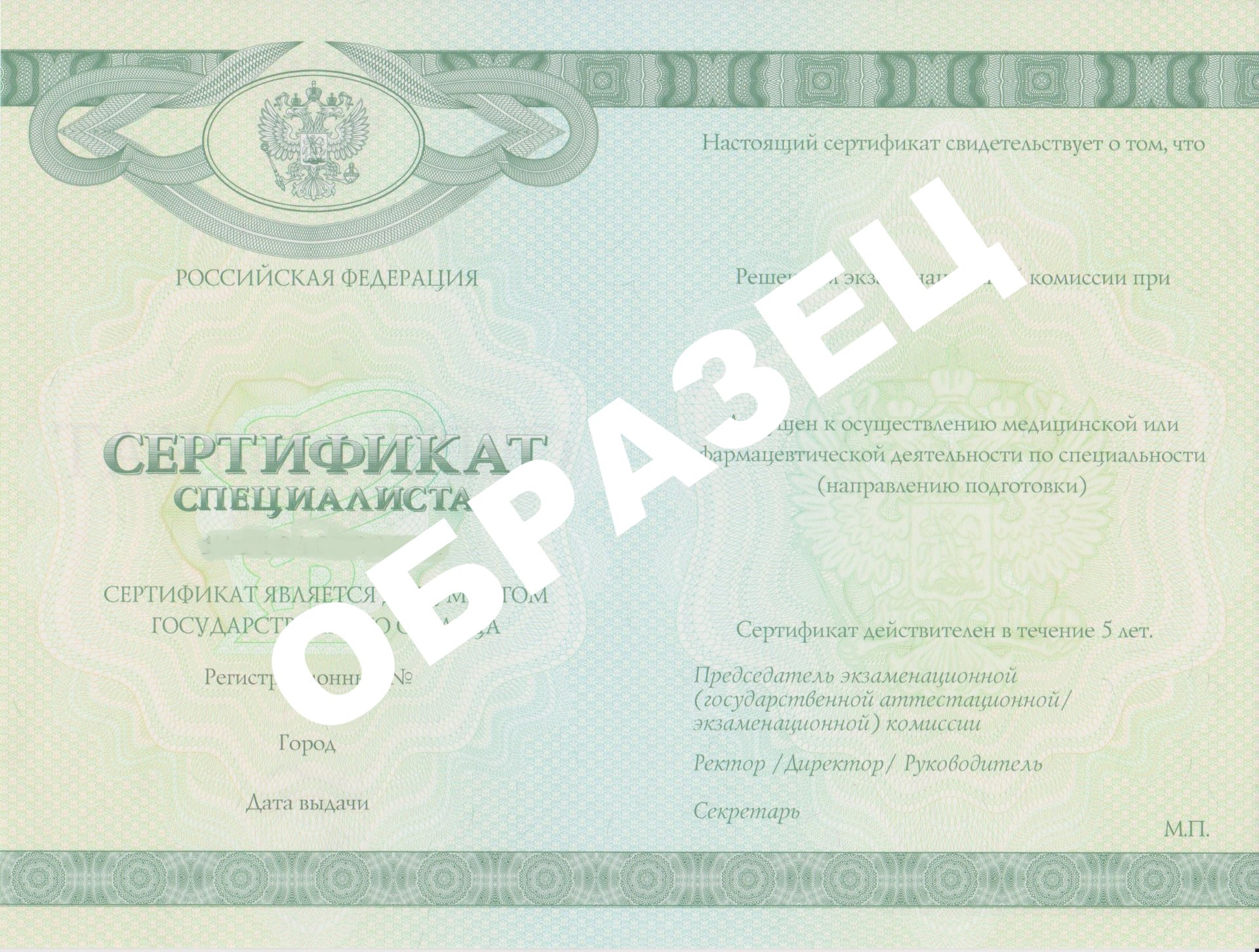 Образец сертификата